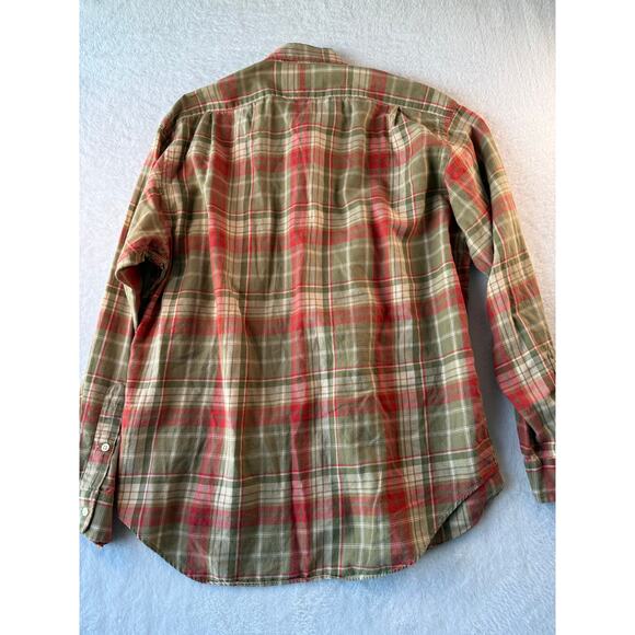 Polo Golf Ralph Lauren Mens Large Cotton Button Down Plaid Neutral Long Sleeve - Picture 7 of 7